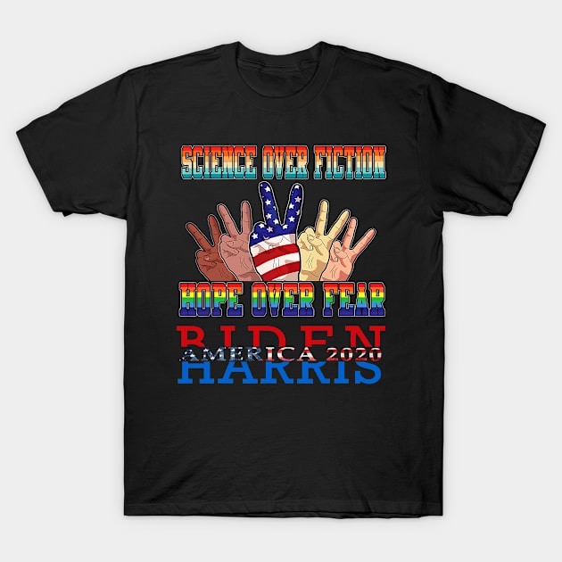 Biden 2020 Inauguration Speech Hope Over Fear Vote Democrat T-Shirt by SevenAM